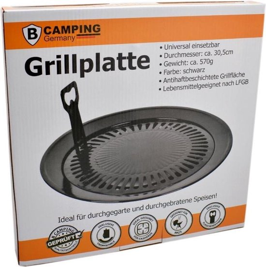 Universele Grillplaat - Grillopzetstuk Ø30,5 cm BBQ voor Camping gasfornuis  | bol.com