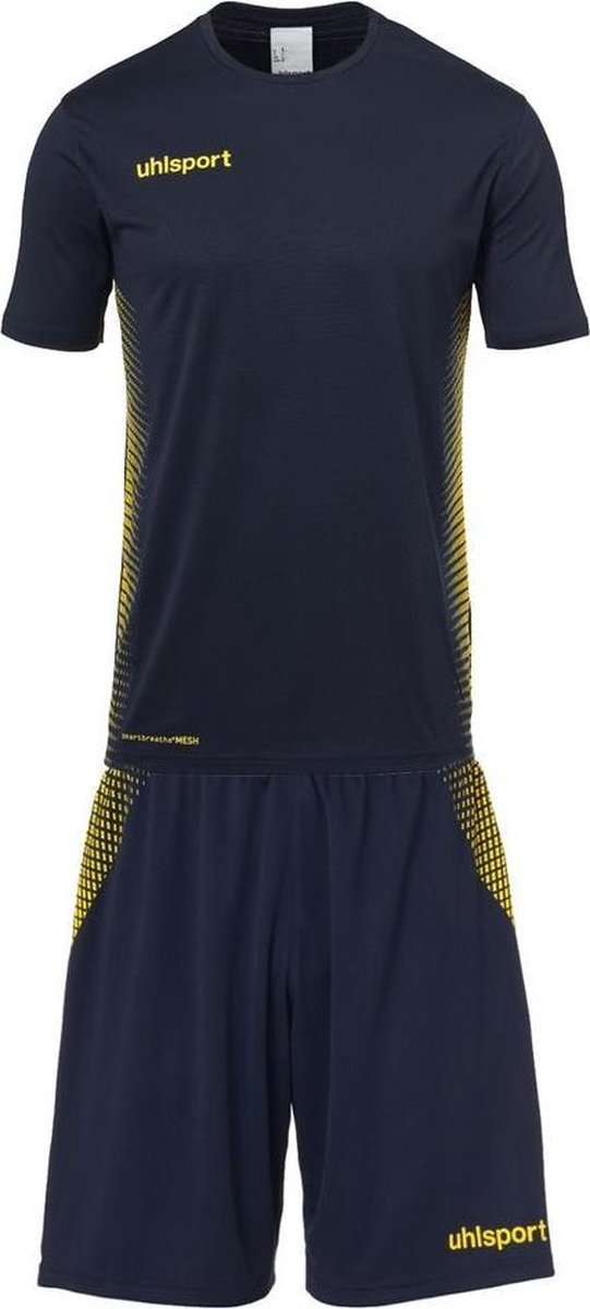 Uhlsport Score Sporttenue Korte Mouw Heren - Marine / Fluogeel | Maat: 3XL