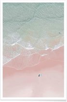 JUNIQE - Poster Surf Yoga Ii -13x18 /Roze & Turkoois