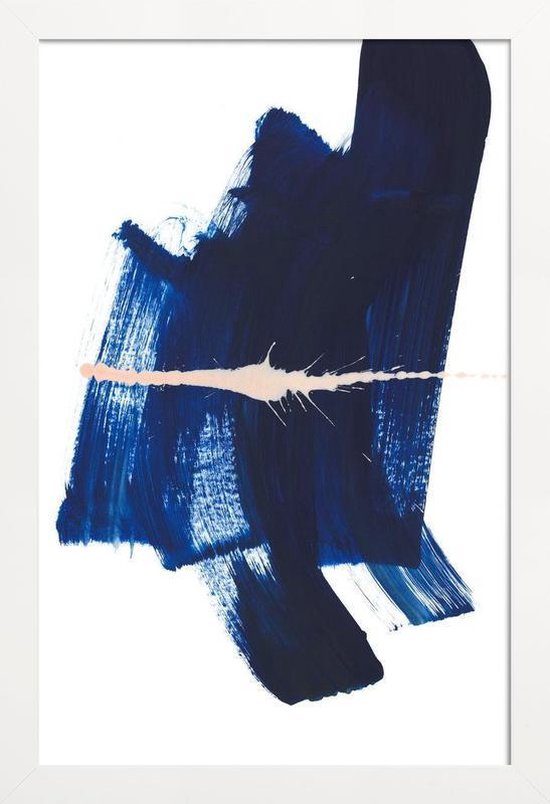 JUNIQE - Poster in houten lijst Donkerblauw - abstract -20x30 /Blauw &