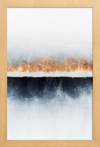 JUNIQE - Poster in houten lijst Horizon -40x60 /Blauw & Wit