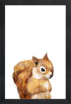 JUNIQE - Poster in houten lijst Eekhoorntje illustratie -60x90 /Oranje