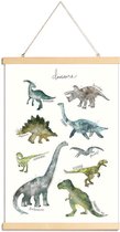 JUNIQE - Posterhanger Dinosaurussen illustratie -30x45 /Blauw & Groen