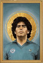 JUNIQE - Poster met houten lijst Football Icon - Diego Maradona -13x18