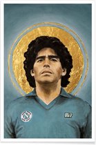 JUNIQE - Poster Football Icon - Diego Maradona -20x30 /Blauw & Geel