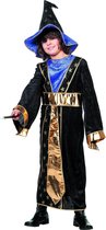 Tovenaar & Tovenares & Waarzegster Kostuum | Gouden Tovenaarsjongen Met Hoed Kostuum | Maat 140 | Carnaval kostuum | Verkleedkleding