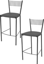 Tommychairs Elegance - Eetkamerstoelen - Set van 2 - Donker Grijs - Kunstleer & Metaal