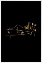 JUNIQE - Poster met kunststof lijst Hawaii gouden -40x60 /Goud & Zwart
