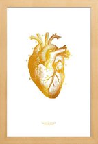 JUNIQE - Poster met houten lijst Human Heart gouden -13x18 /Goud & Wit