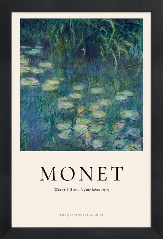 JUNIQE - Poster in houten lijst Monet - Water Lilies, Nymphéas -40x60