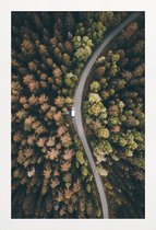 JUNIQE - Poster met houten lijst Bosweg - luchtfotografie -13x18