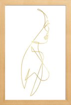JUNIQE - Poster met houten lijst Femme I gouden -30x45 /Goud & Wit
