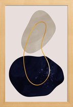 JUNIQE - Poster met houten lijst Distance gouden -40x60 /Blauw & Goud