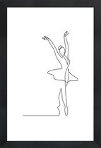 JUNIQE - Poster met houten lijst Ballet -13x18 /Wit & Zwart