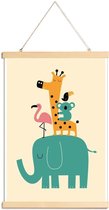 JUNIQE - Posterhanger Schattige dieren illustratie -40x60 /Geel &