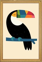 JUNIQE - Poster met houten lijst Rainbow Toucan -30x45 /Kleurrijk