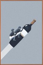 JUNIQE - Poster met kunststof lijst We Ride Until Dawn -13x18 /Grijs