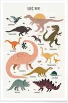 JUNIQE - Poster Dinosaurusvrienden -60x90 /Kleurrijk