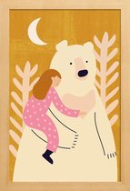 JUNIQE - Poster in houten lijst Bear Hug -30x45 /Geel