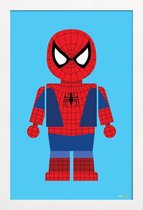 JUNIQE - Poster in houten lijst Spider-man Speelgoed -60x90 /Blauw &