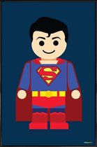 JUNIQE - Poster met kunststof lijst Superman Toy -13x18 /Blauw & Rood