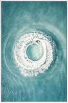 JUNIQE - Poster met kunststof lijst Ocean Swirl -13x18 /Blauw
