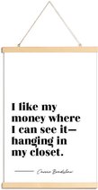 JUNIQE - Posterhanger Klerenkast - Quote van Carrie Bradshaw -40x60