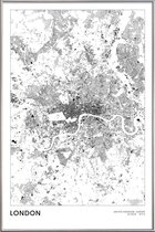 JUNIQE - Poster met kunststof lijst London kaart -40x60 /Wit & Zwart