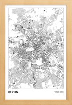 JUNIQE - Poster in houten lijst Berlin kaart -20x30 /Wit & Zwart