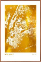 JUNIQE - Poster met kunststof lijst New York gouden -20x30 /Goud & Wit