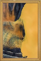 JUNIQE - Poster met houten lijst Yellow Lake -20x30 /Geel & Grijs