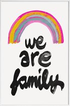 JUNIQE - Poster met kunststof lijst We Are Family -13x18 /Roze & Zwart