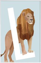 JUNIQE - Poster in kunststof lijst L Lion -20x30 /Blauw & Bruin