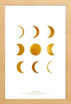 JUNIQE - Poster met houten lijst Lunar gouden -30x45 /Goud & Wit