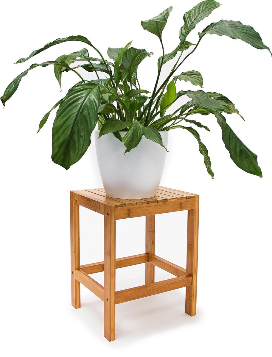 Relaxdays bamboe kruk plantentafel plantenkruk douchekruk