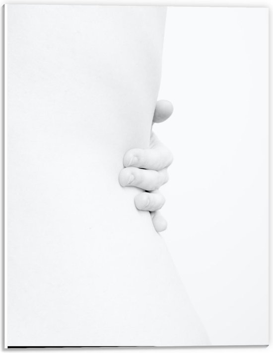 Forex - Hand van Wit Lichaam op Witte Achtergrond - 30x40cm Foto op Forex