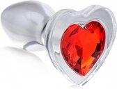 Red Heart Anaalplug Van Glas Met Steentje - Large