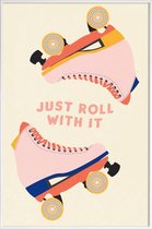 JUNIQE - Poster met kunststof lijst Rolschaatsen -13x18 /Ivoor & Roze