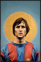 JUNIQE - Poster in kunststof lijst Football Icon - Johan Cruyff -20x30