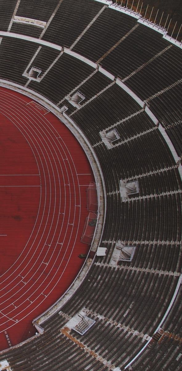 Schilderij - stadion - Collectie rhythm of the city - RVS - 48x98cm