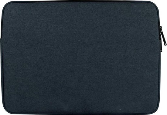 Housse gris foncé pour ordinateur portable avec une fermeture éclair latérale, sur fond blanc.