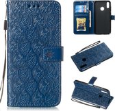 Geperst Printing Rattan Flower Pattern Horizontal Flip PU Leather Case for Huawei Y7 2019 / Enjoy 9, with Holder & Card Slots & Wallet & Photo Frame (Dark Blue)