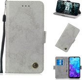 Voor Huawei Y5 (2019) / Honor 8s Retro horizontale flip PU lederen tas met kaartsleuven en houder (grijs)