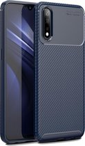 Carbon Fiber Texture Shockproof TPU Case voor VIVO iQOO Neo (Blauw)