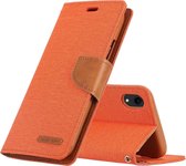 MERCURY GOOSPERY CANVAS DAGBOEK Denim Texture Horizontal Flip lederen tas voor iPhone XR, met houder & kaartsleuven & portemonnee (oranje)