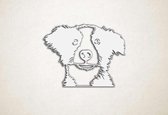 Wanddecoratie - Border Collie puppy - XS - 23x30cm - Wit - muurdecoratie - Line Art