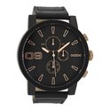 OOZOO Timepieces - Zwarte horloge met zwarte leren band - C9034 - Ø50