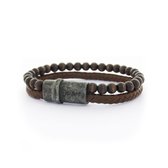 Josh Vintage Heren Armband Hout;Leer;Metaal - BruinZwart