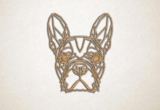 Line Art - Hond - Franse Bulldog - S - 54x45cm - Eiken - geometrische wanddecoratie