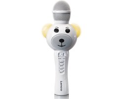 Lenco BMC-060WH - Karaoke microfoon met Bluetooth, Micro-SD kaart en AUX-uitgang - Ingebouwde Stemvervormer en LED Verlichting - Wit